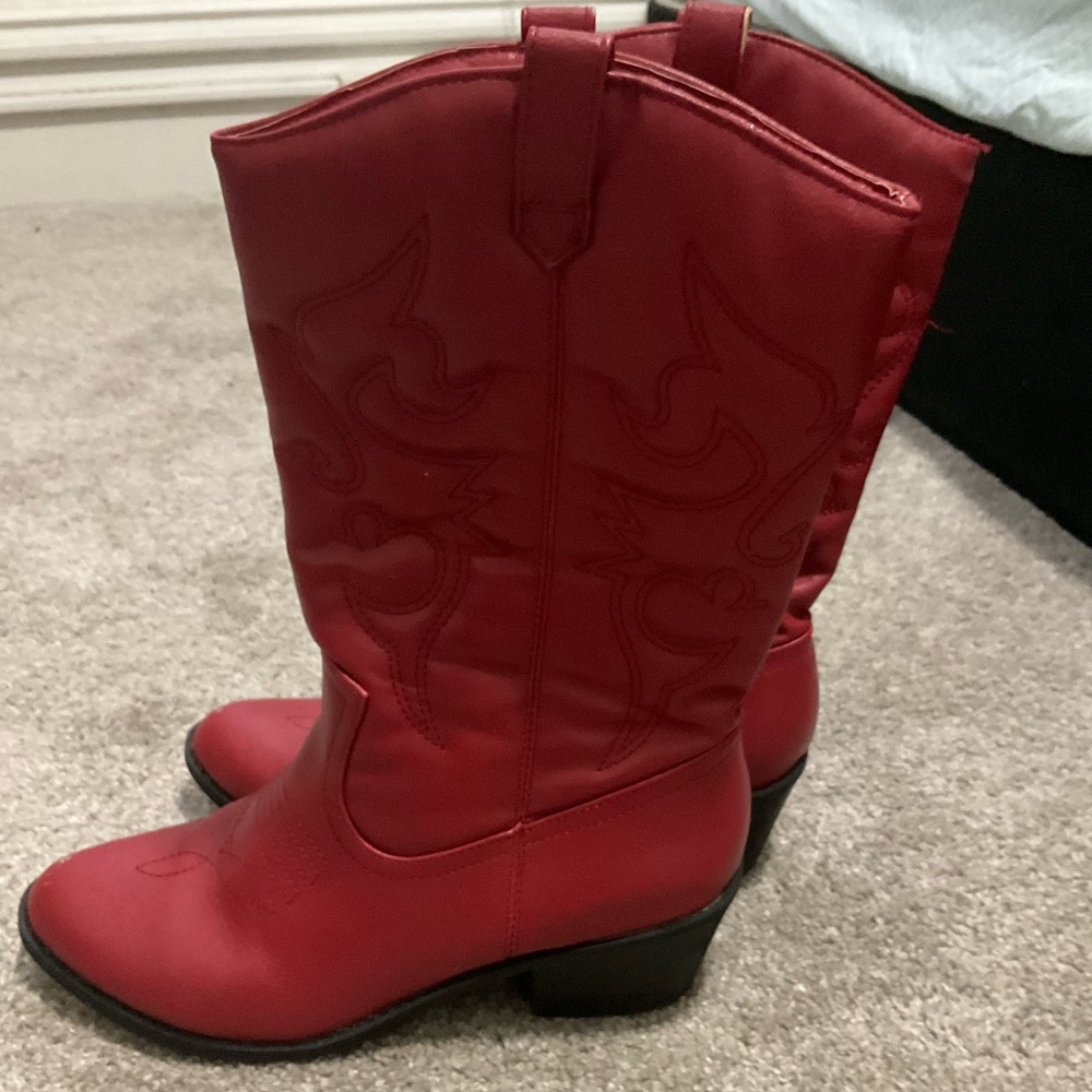 Anthropologie red cowboy boots, worn once